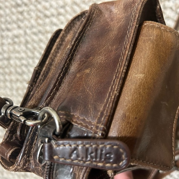 Adrian Klis crossbody wallet EUC Brown Leather Wallet with multiple billfolds - Picture 3 of 16